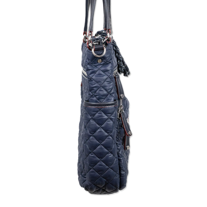 MZ Wallace Navy Quilted Nylon Tote