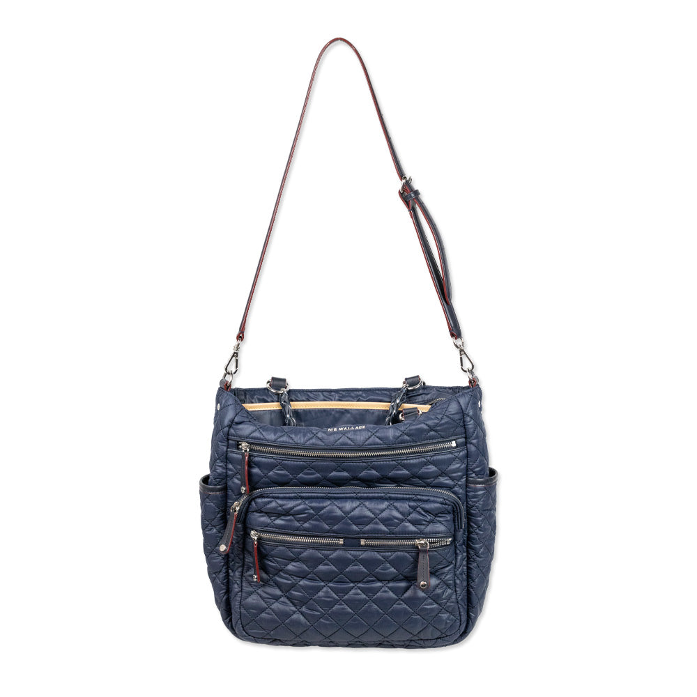 MZ Wallace Navy Quilted Nylon Tote