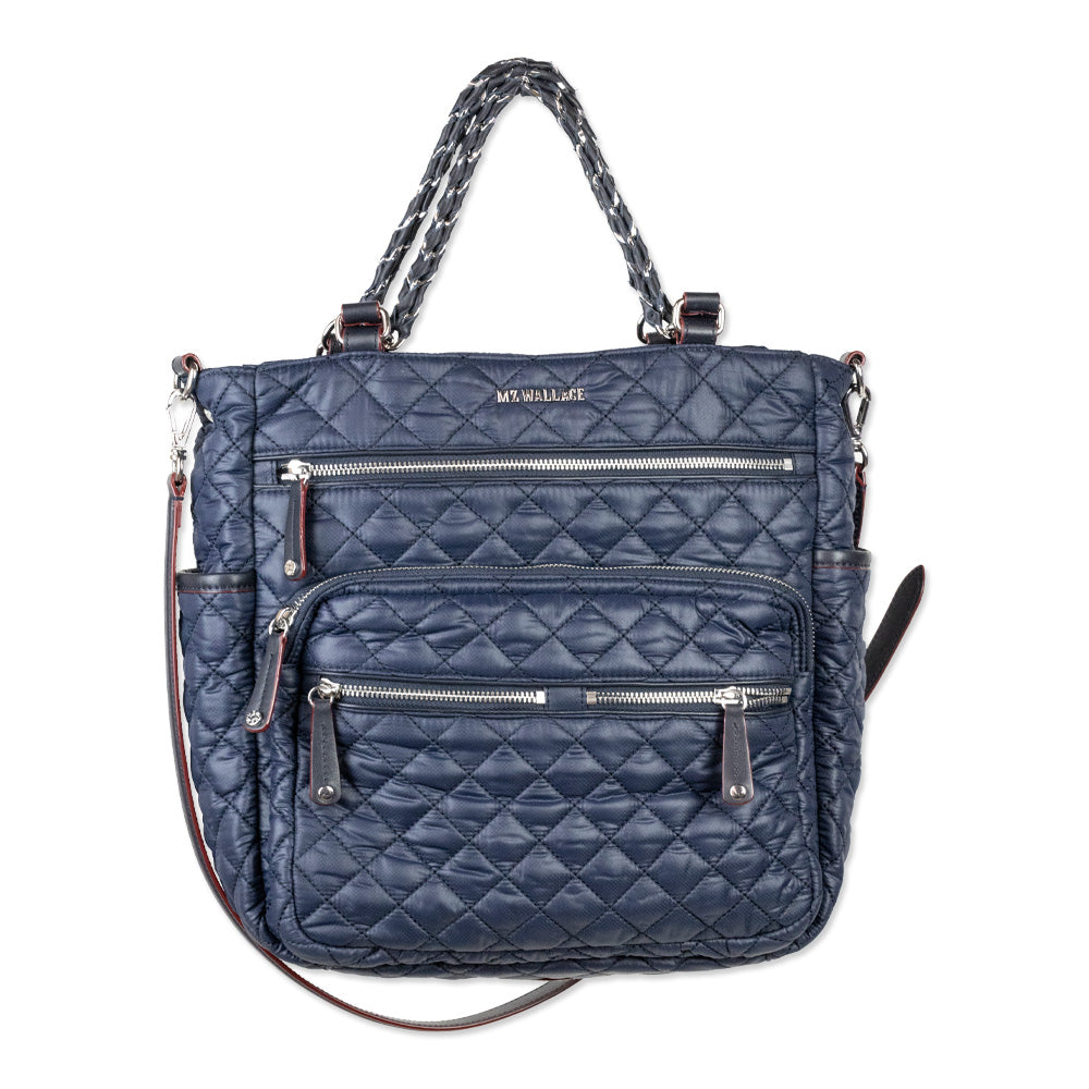 MZ Wallace Navy Quilted Nylon Tote