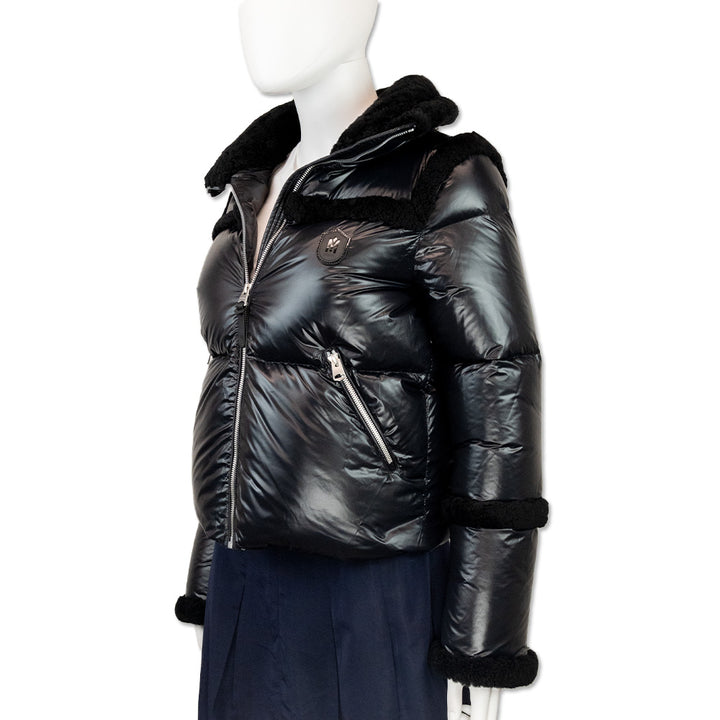 Mackage Black Shearling Cropped Down Jacket