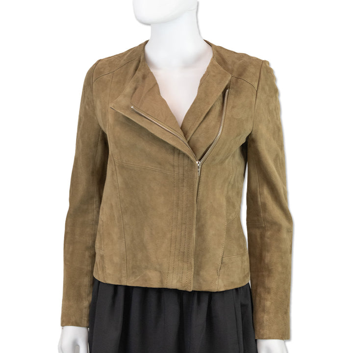 Maje Beige Suede Moto Jacket