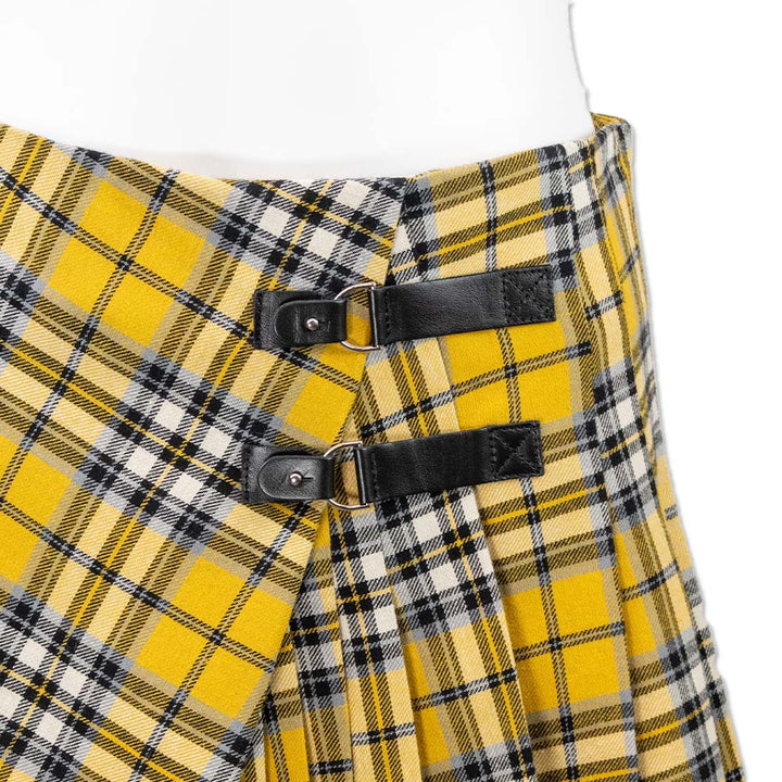 Maje Yellow Tartan Plaid Pleated Mini Skirt