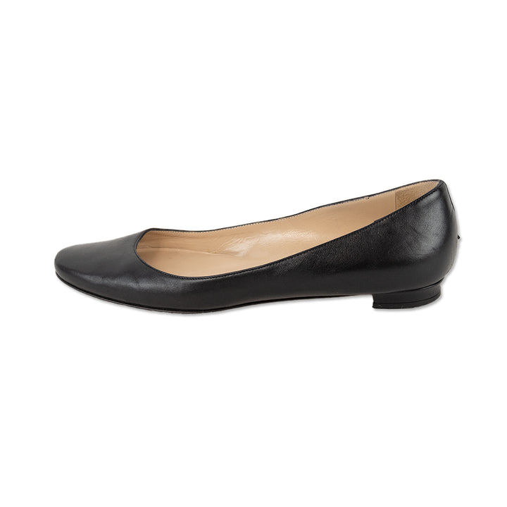 Manolo Blahnik Black Leather Ballet Flats