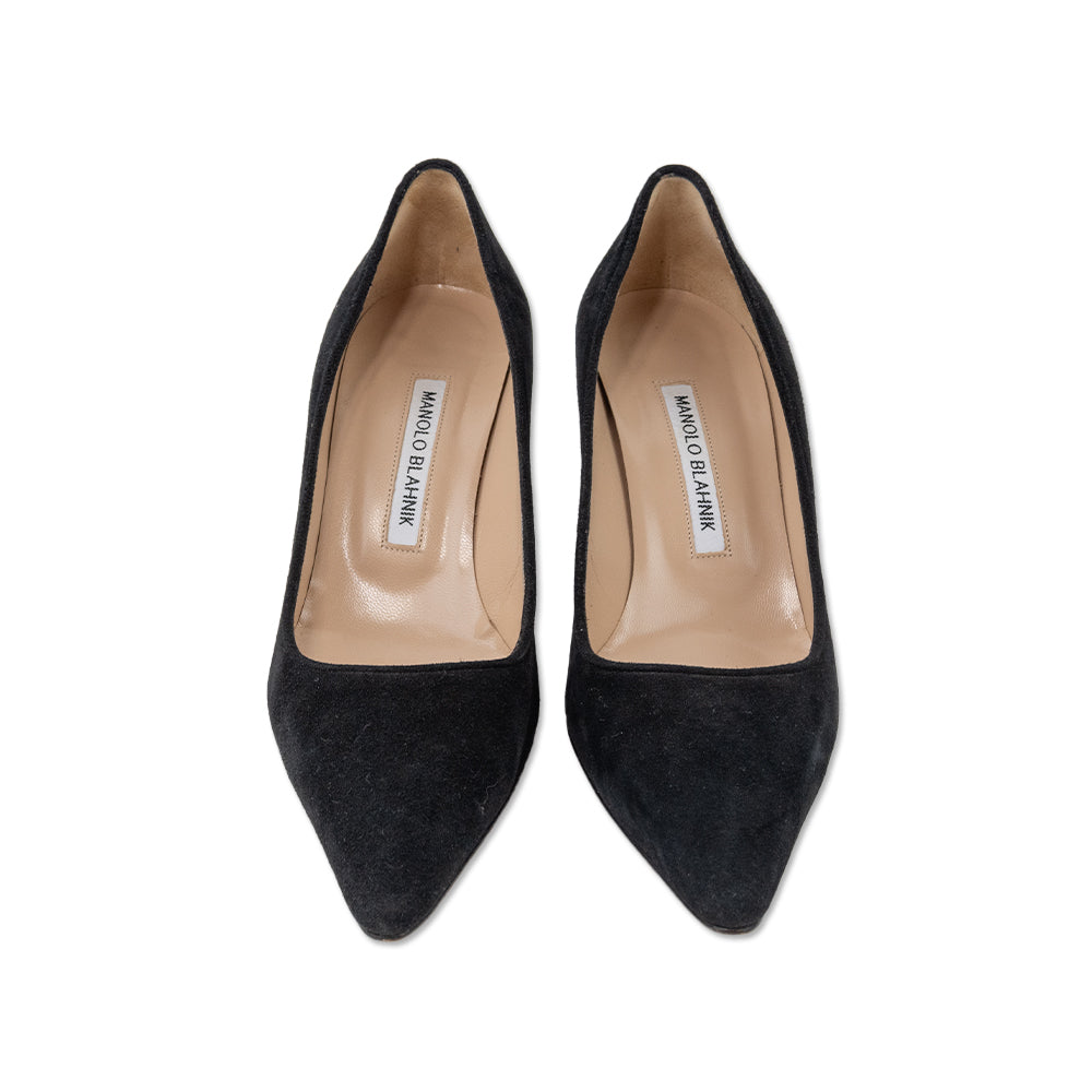 Manolo Blahnik Black Suede Pointed Toe Heels