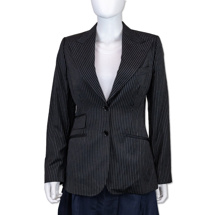 Dolce & Gabbana Black Wool Pinstripe Blazer