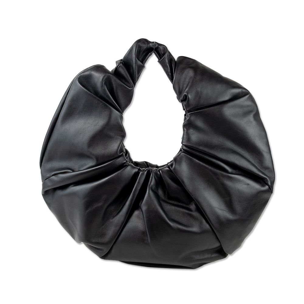 Mansur Gavriel Black Pleated Leather Hobo Shoulder Bag