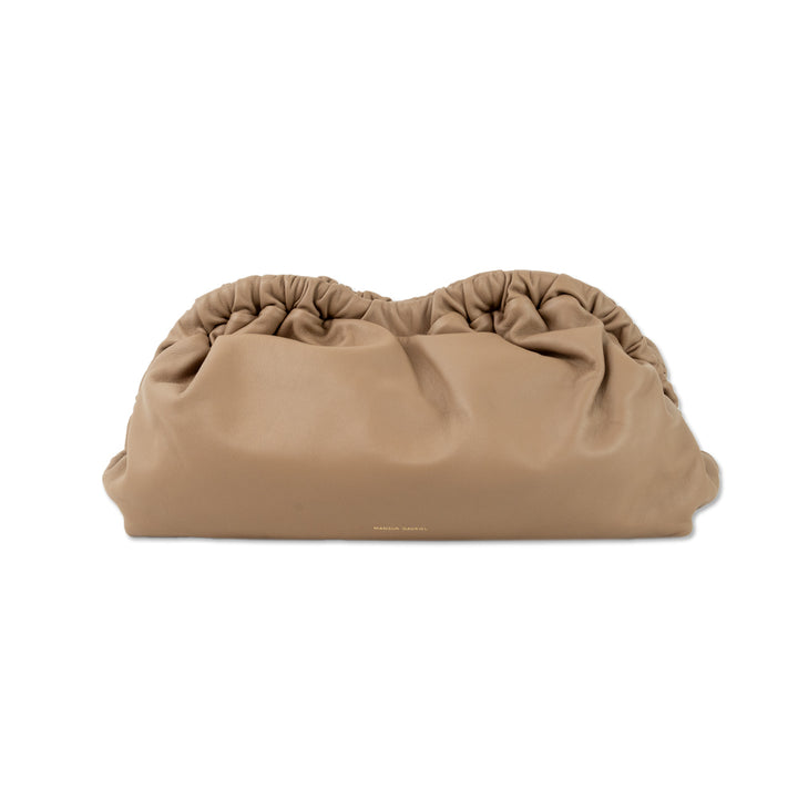 Mansur Gavriel Taupe Leather Oversized Cloud Clutch