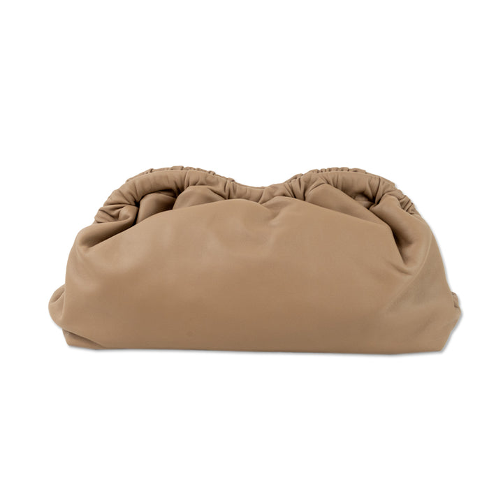 Mansur Gavriel Taupe Leather Oversized Cloud Clutch