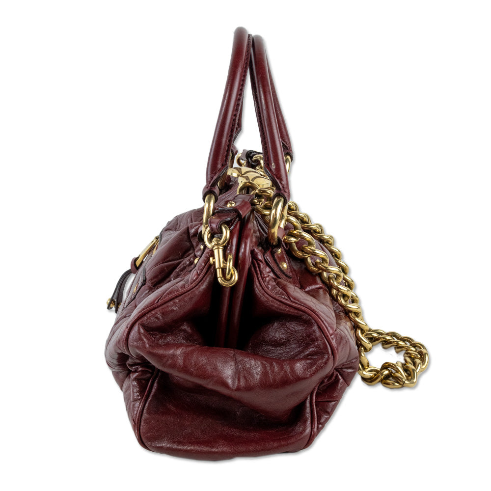 Marc Jacobs Bordeaux Quilted Leather Stam Bag