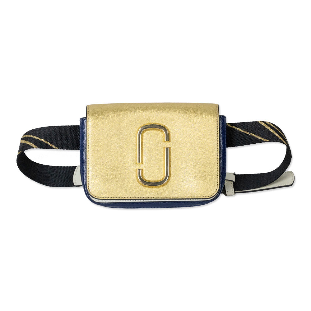 Marc Jacobs Hip Shot Gold/Navy Leather Convertible Belt Bag