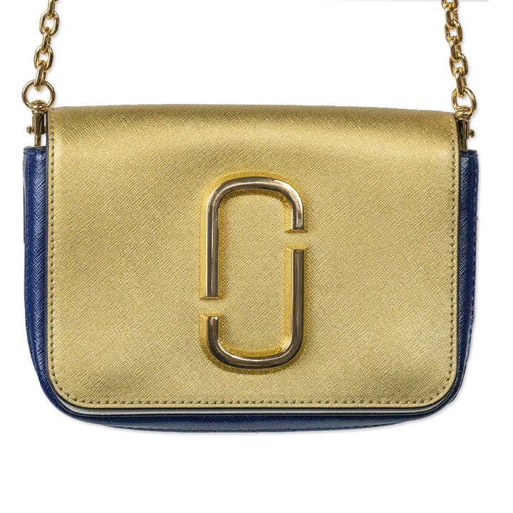 Marc Jacobs Hip Shot Gold/Navy Leather Convertible Belt Bag