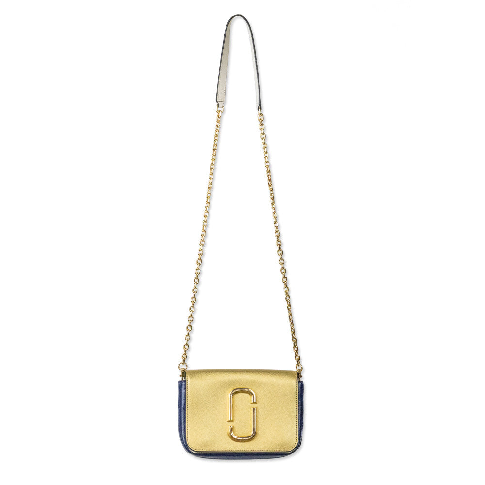 Marc Jacobs Hip Shot Gold/Navy Leather Convertible Belt Bag