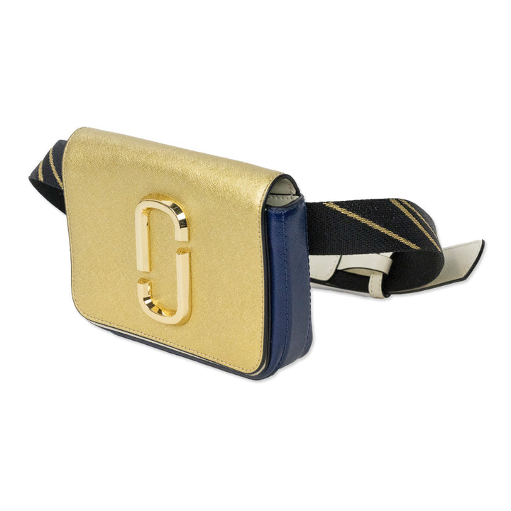 Marc Jacobs Hip Shot Gold/Navy Leather Convertible Belt Bag