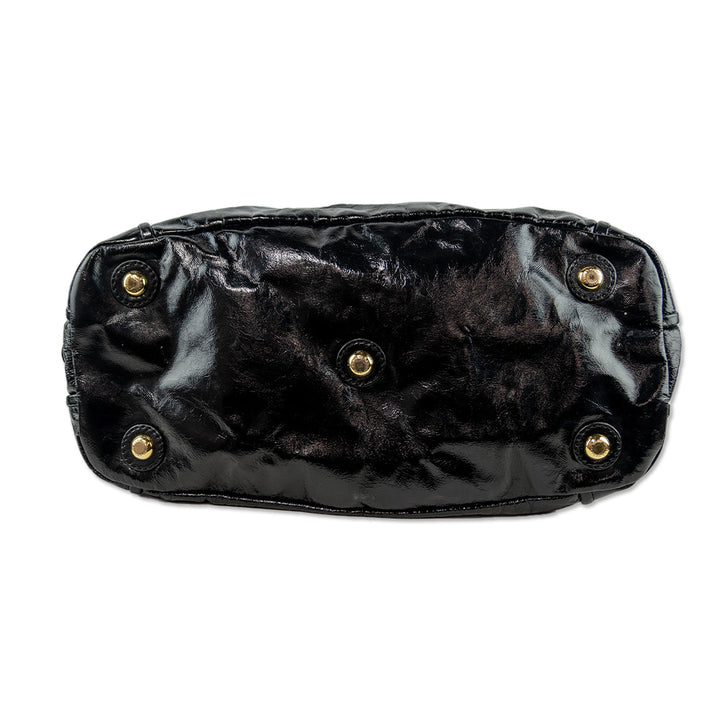 Marc by Marc Jacobs Black Crinkle Patent Leather Large Shoulder Bag