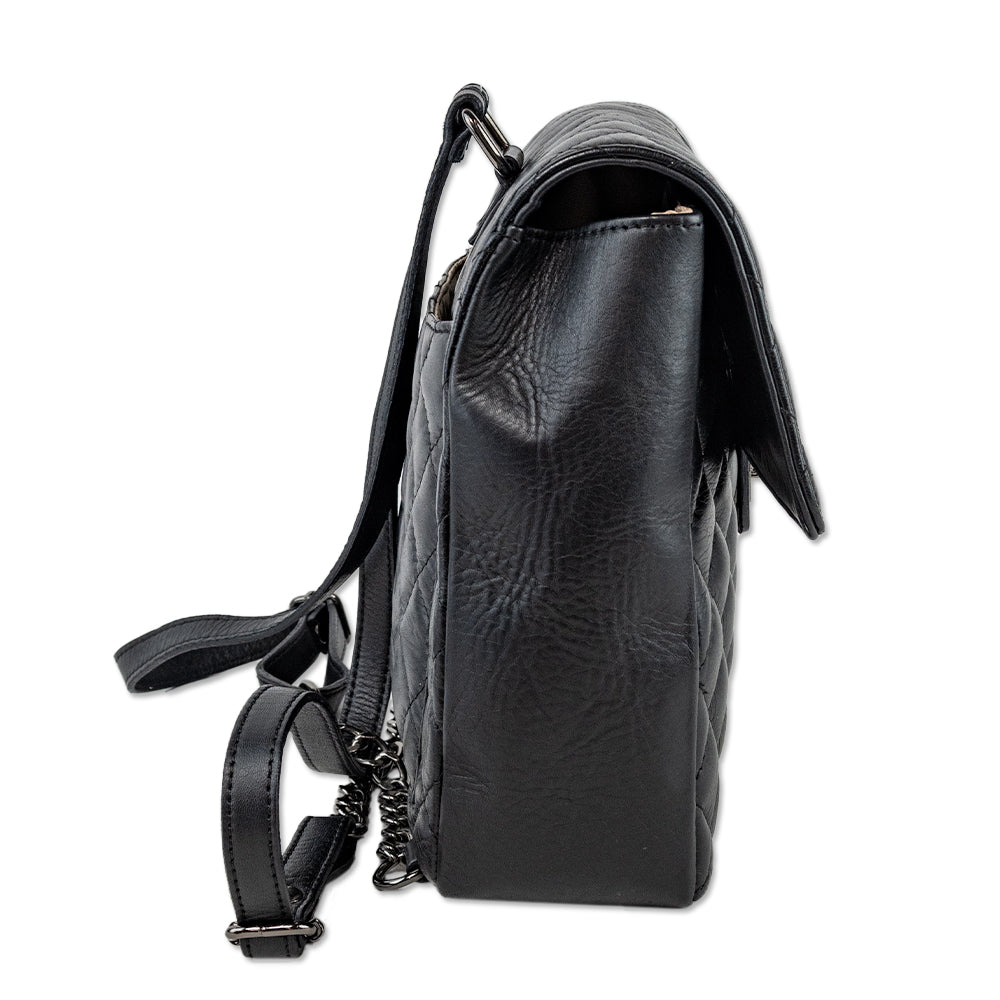 Mario Valentino Black Quilted Square Leather Backpack