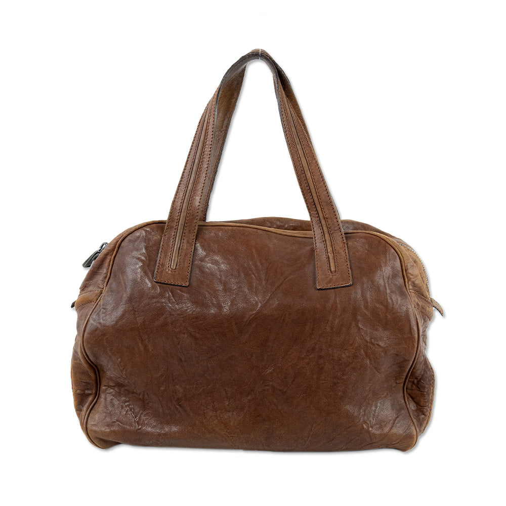 Max Mara Medium Brown Leather Duffel