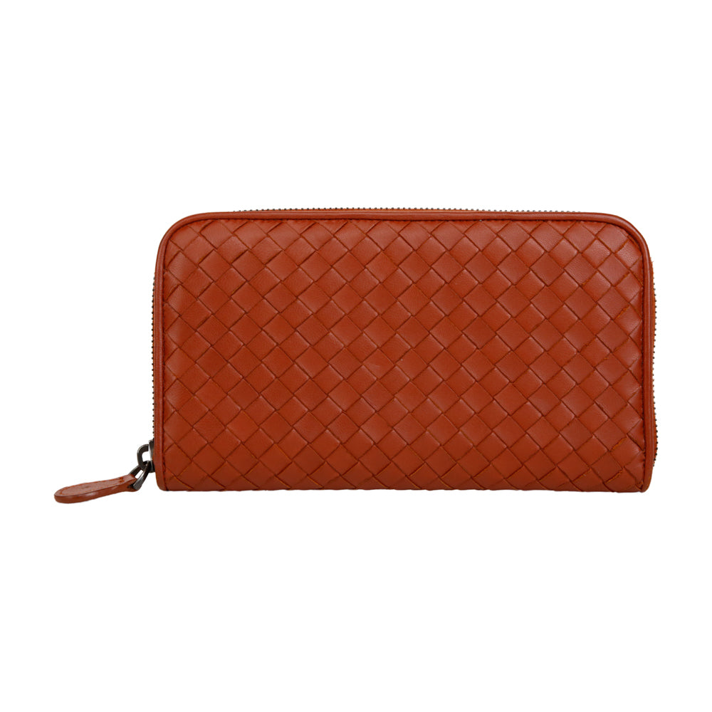 Bottega Veneta Rust Intrecciato Leather Continental Wallet