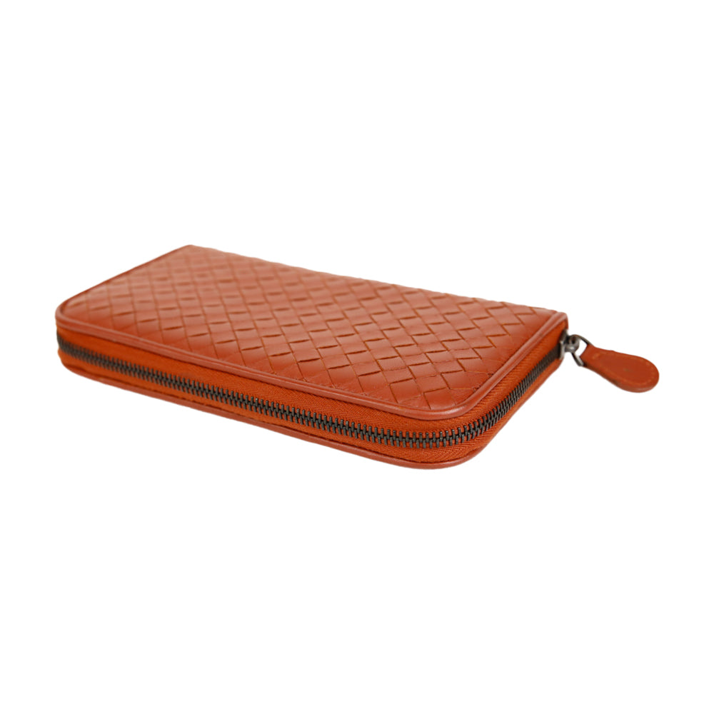 Bottega Veneta Rust Intrecciato Leather Continental Wallet