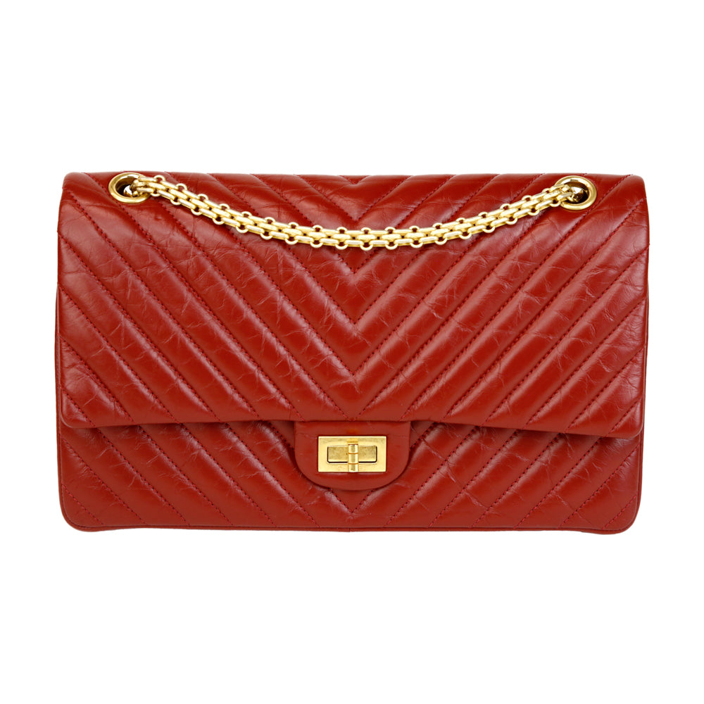 Chanel Red Aged Calfskin Reissue 225 Double Flap Bag