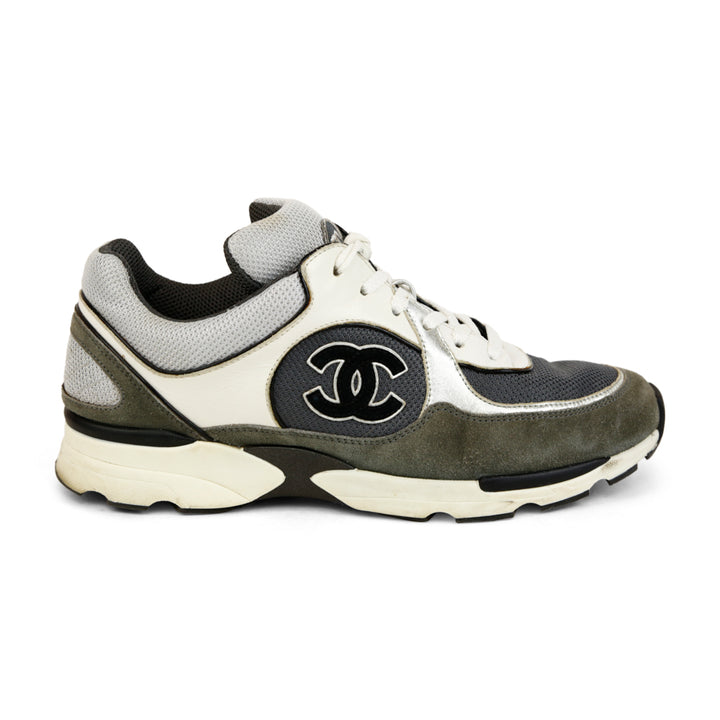 Chanel Interlocking CC Gray Mixed Media Sneakers