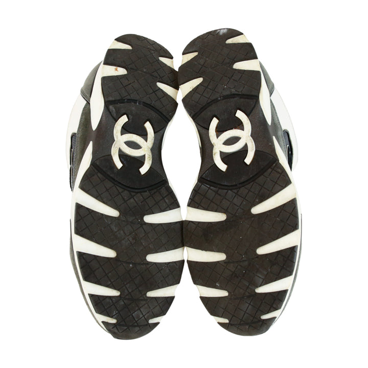 Chanel Interlocking CC Gray Mixed Media Sneakers