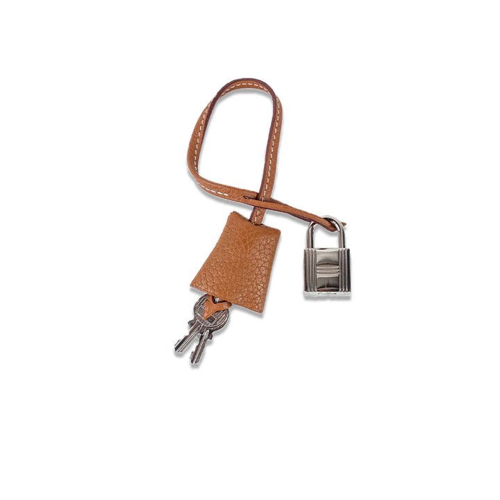 Hermès Brown Leather Clochette Cadena Lock & Key Set