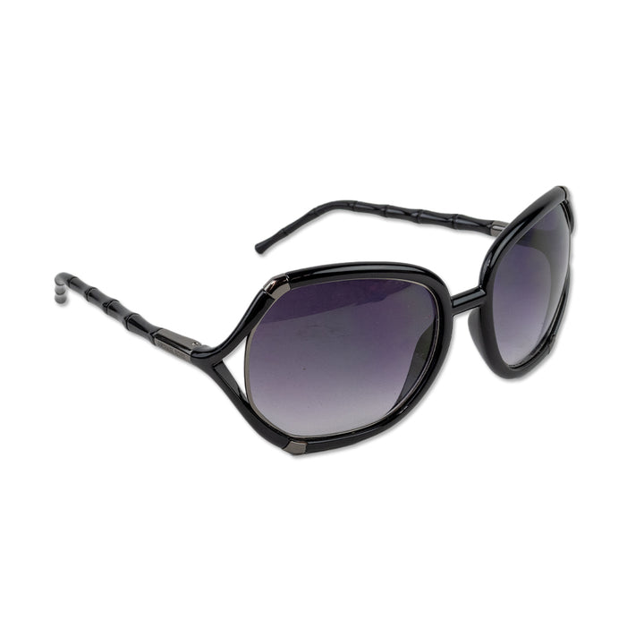 Michael Kors Black Oversized Sunglasses with Bamboo Style Arms