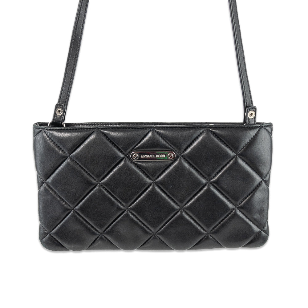 Michael Micahel Kors Black Diamond Quilted Leather Small Shoulder Bag