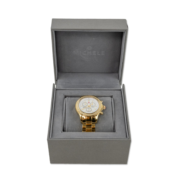 Michele Jetway Diamond Gold Watch