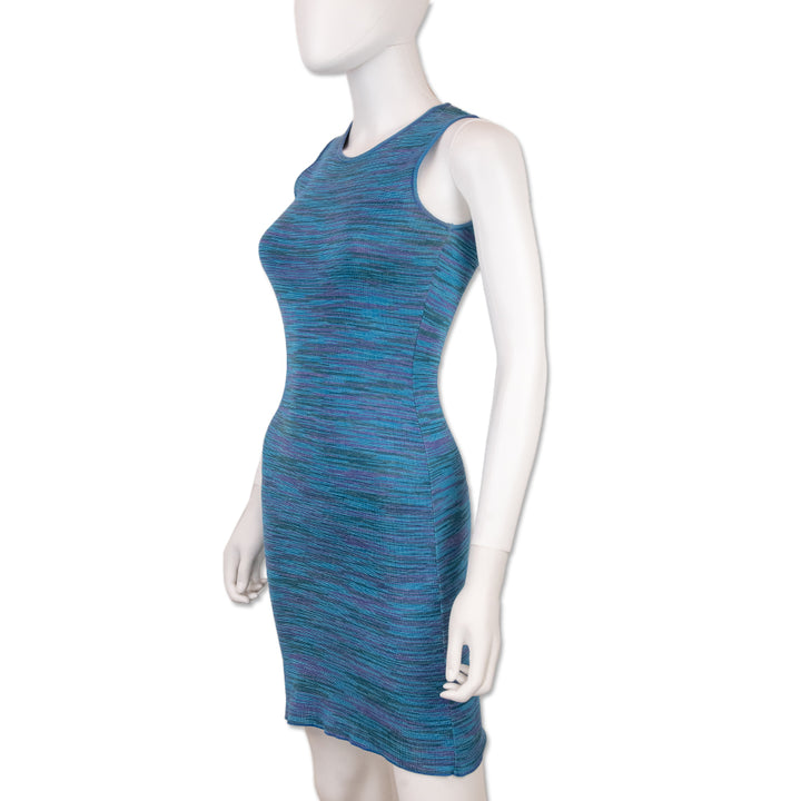 Missoni Blue Multi Striped Knit Sleevless Midi Dress