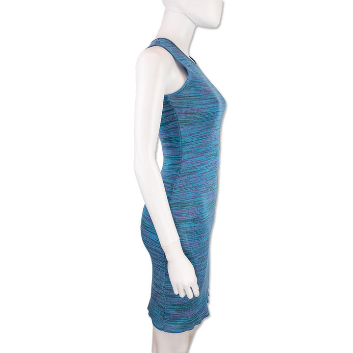 Missoni Blue Multi Striped Knit Sleevless Midi Dress