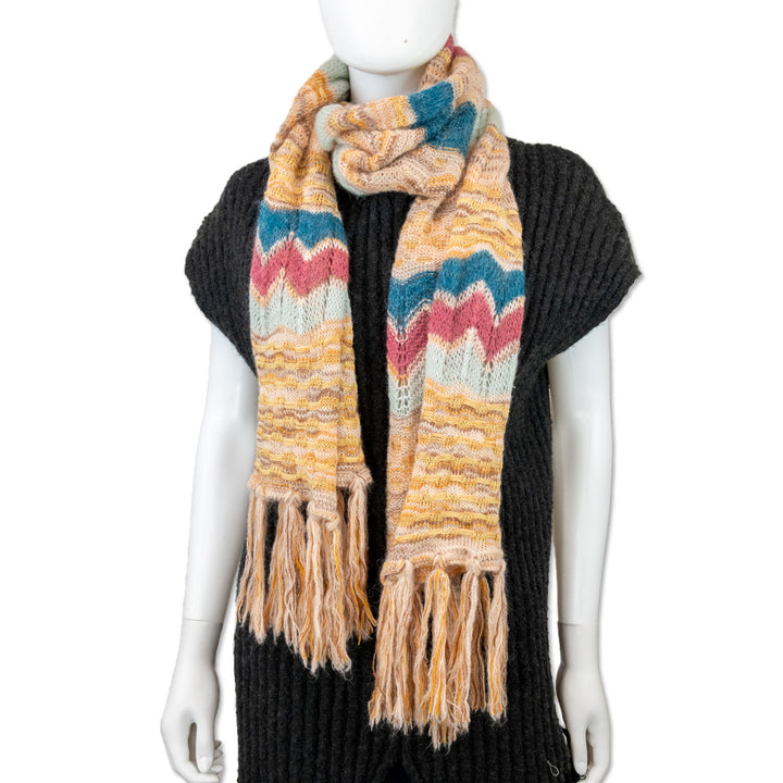 Missoni Striped Chevron Multicolor Knit Scarf