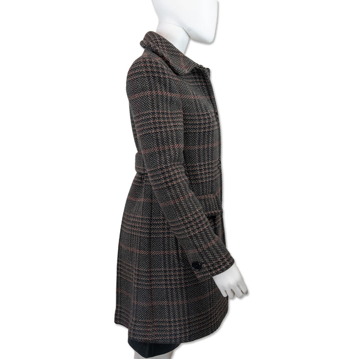 Miu Miu Black Plaid Tweed Coat