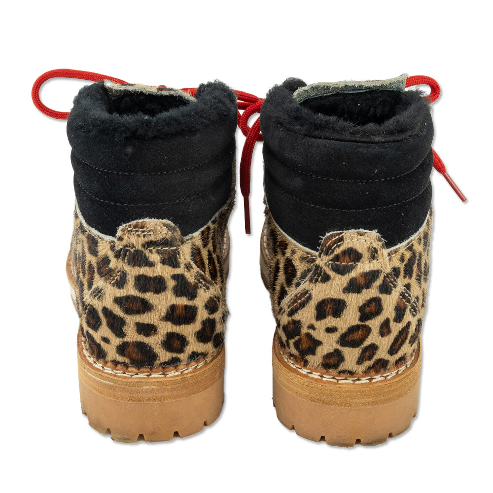 Montelliana Cheetah Print Calf Hair Shearling-Lined Hiking Boots