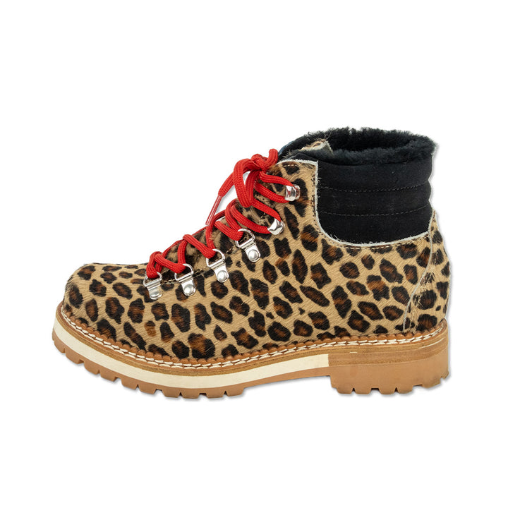 Montelliana Cheetah Print Calf Hair Shearling-Lined Hiking Boots