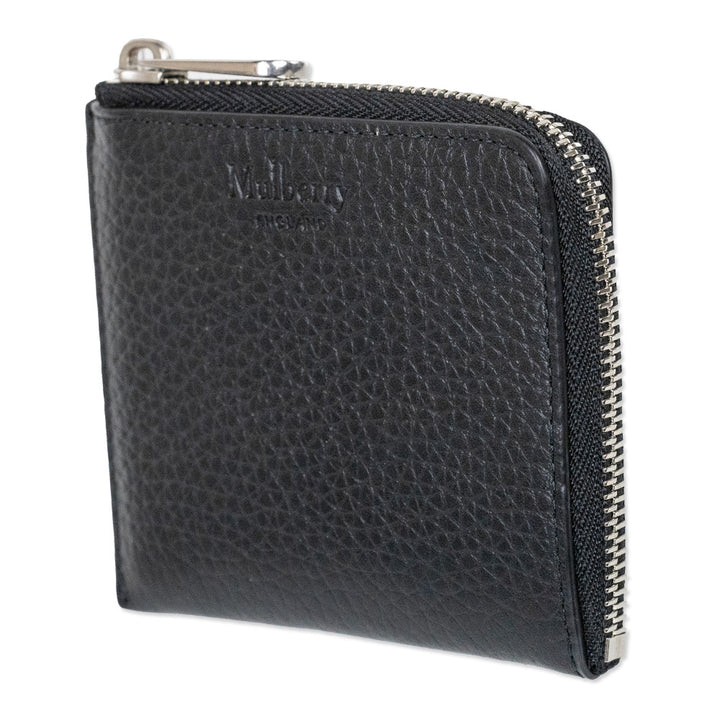 Mulberry Black Heavy Grain Leather Small Zipped Wallet