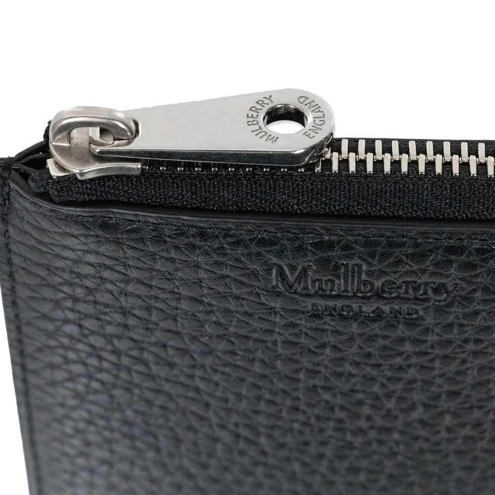 Mulberry Black Heavy Grain Leather Small Zipped Wallet