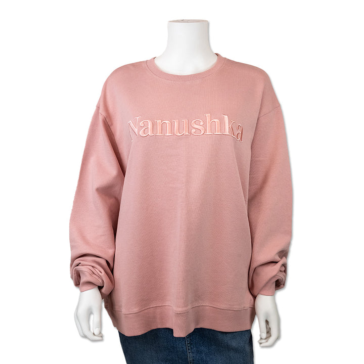 Nanushka Pink Embroidered Logo Crewneck