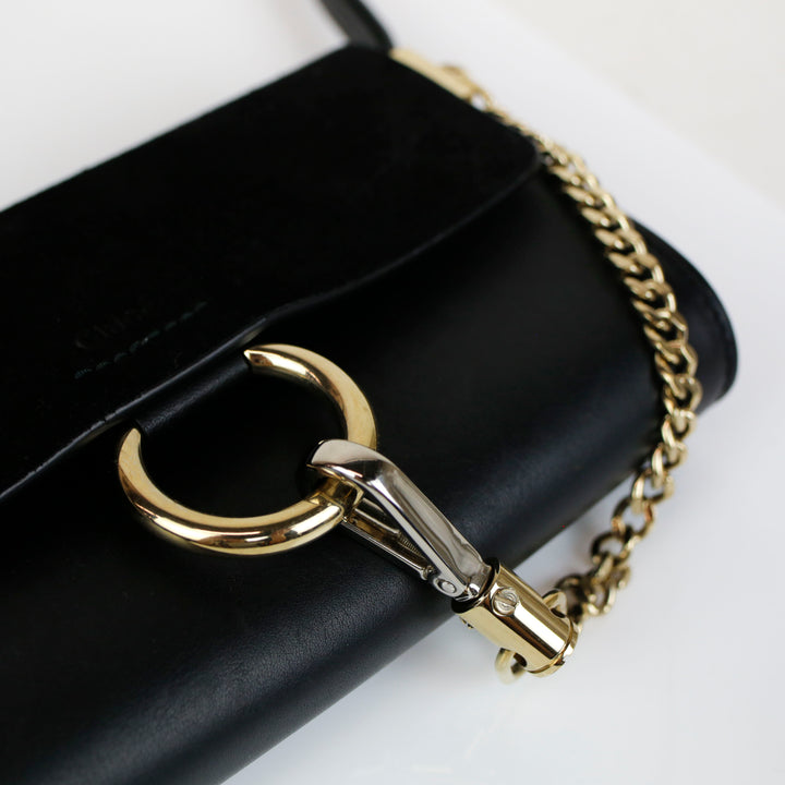 Chloé Black Leather Faye Wallet On Strap