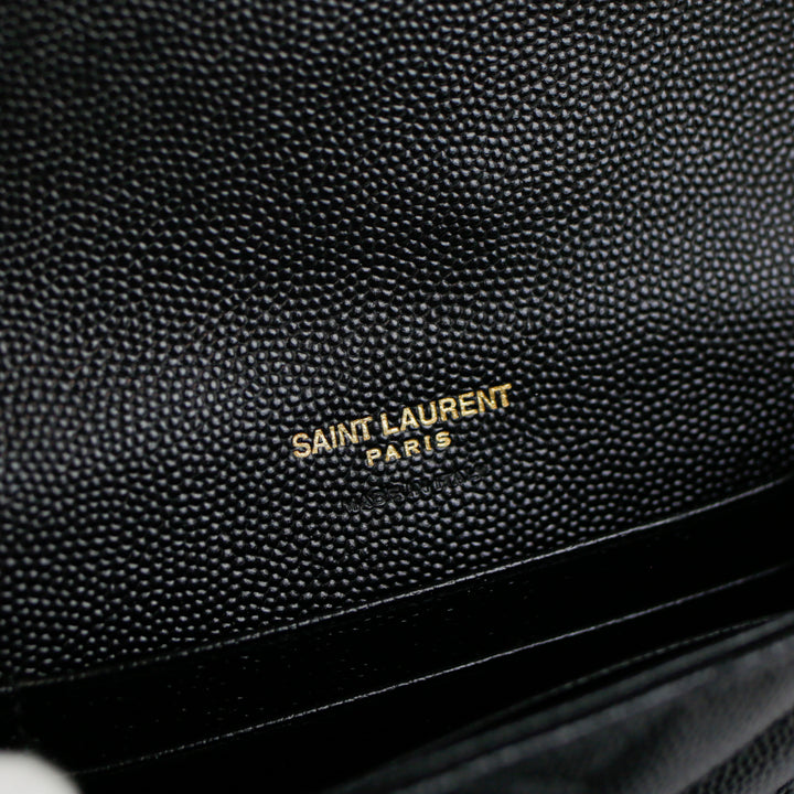 Saint Laurent Black Cassandre Matelassé Small Wallet