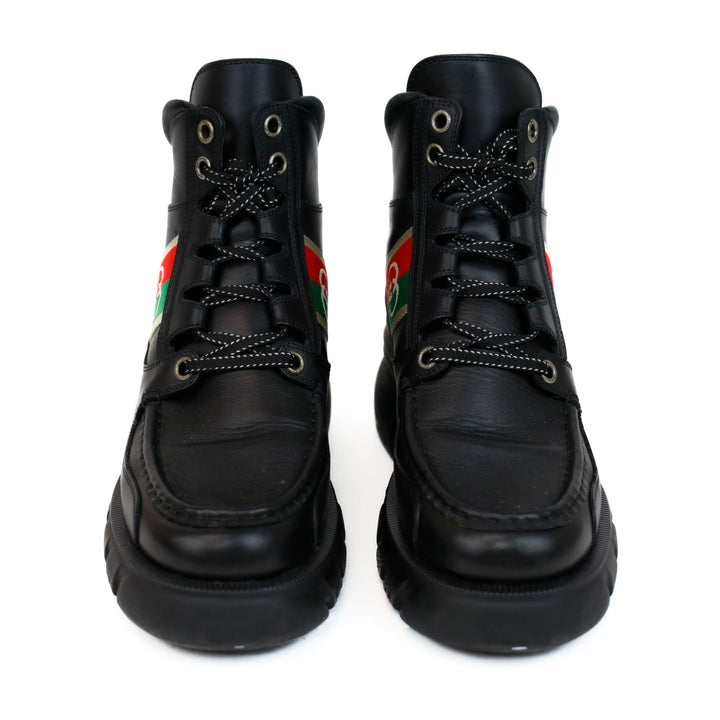 Gucci Black Interlocking G Panel Ankle Boots