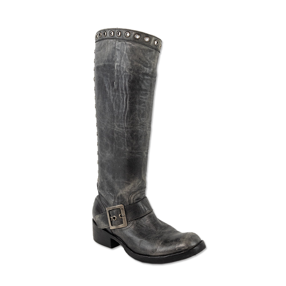 Old Gringo Distressed Grey Leather Grommet Riding Boots