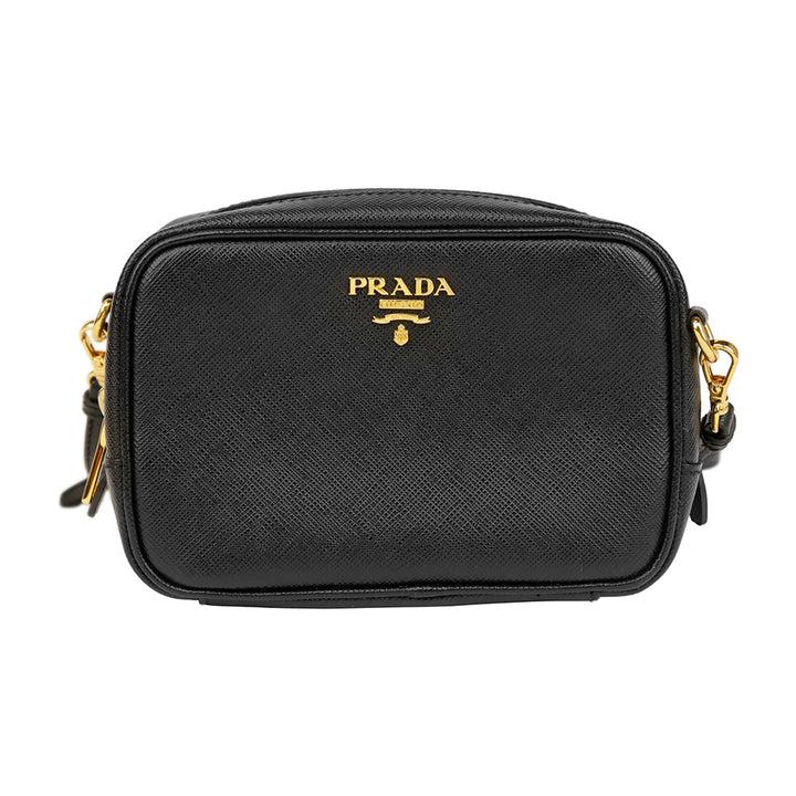 Prada Black Saffiano Leather Mini Camera Crossbody Bag