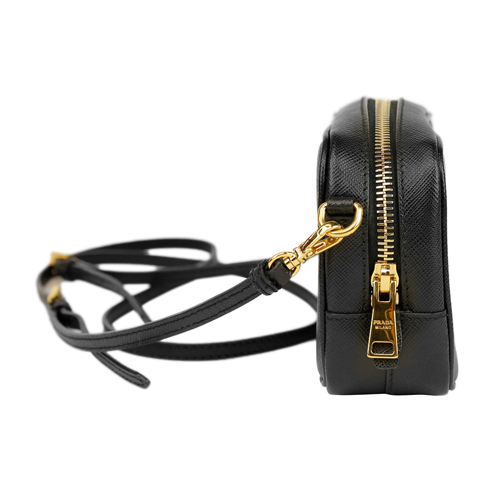 Prada Black Saffiano Leather Mini Camera Crossbody Bag