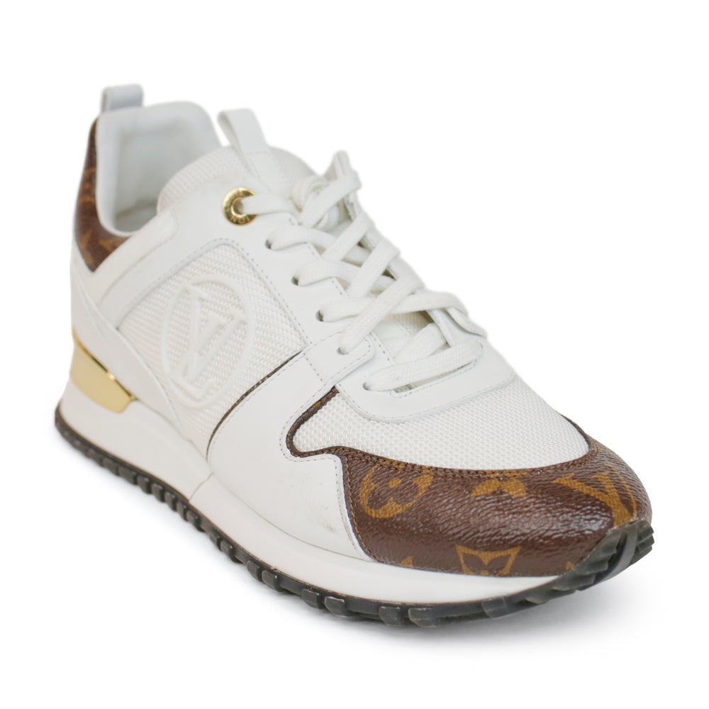 Louis Vuitton Run Away White Leather & Monogram Sneakers