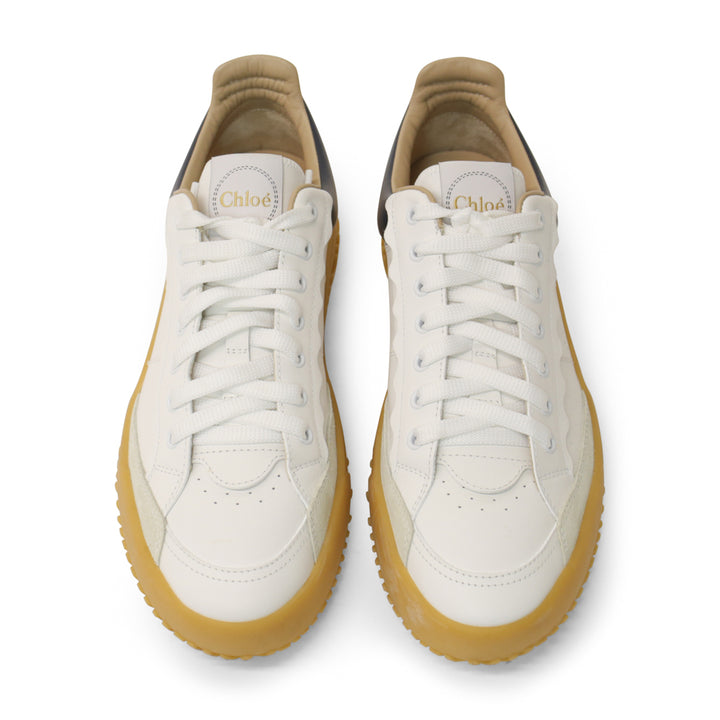 Chloé White & Blue Leather Franckie Sneakers