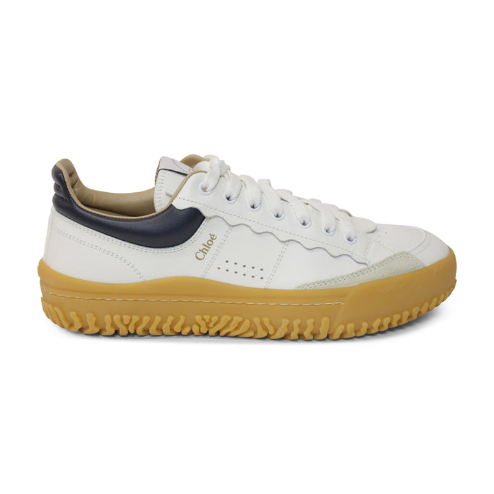 Chloé White & Blue Leather Franckie Sneakers