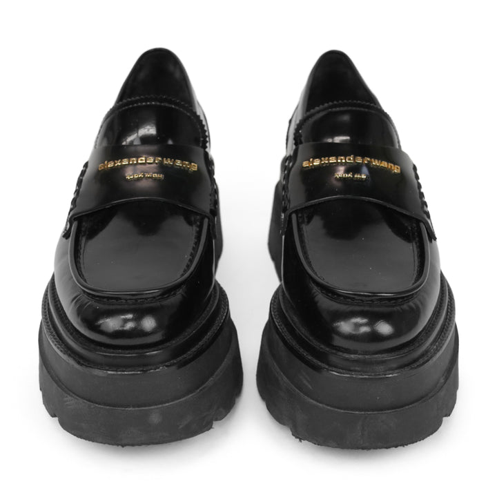 Alexander Wang Black Leather Carter Platform Loafers