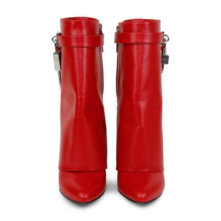 Givenchy Red Leather Shark Lock Boots