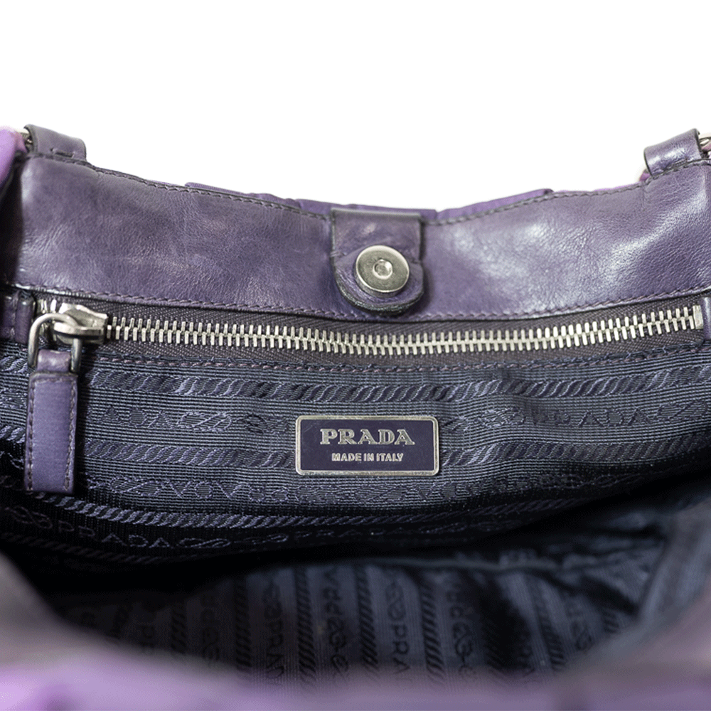 PRADA PURPLE TESSUTO SFUMATO NYLON SHOULDER BAG